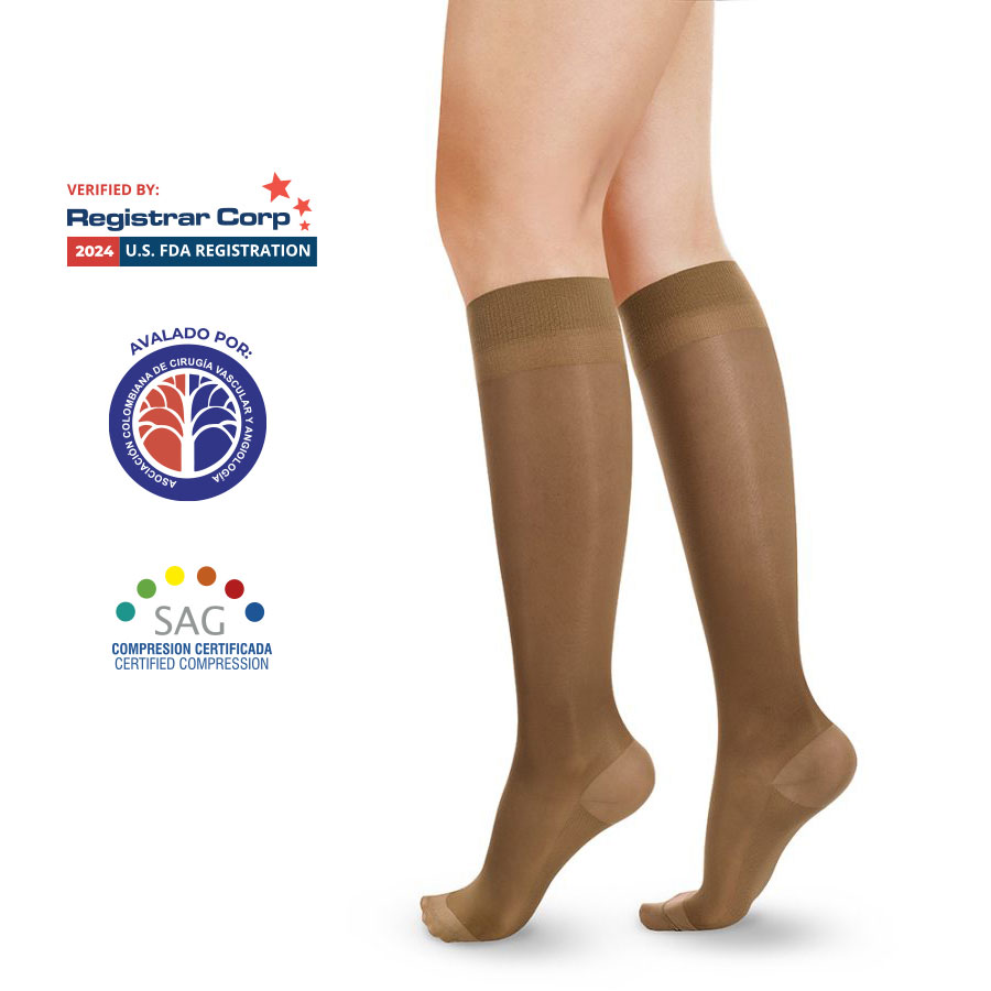 Media Rodilla Punta Cerrada Opaca 15-20mmHg