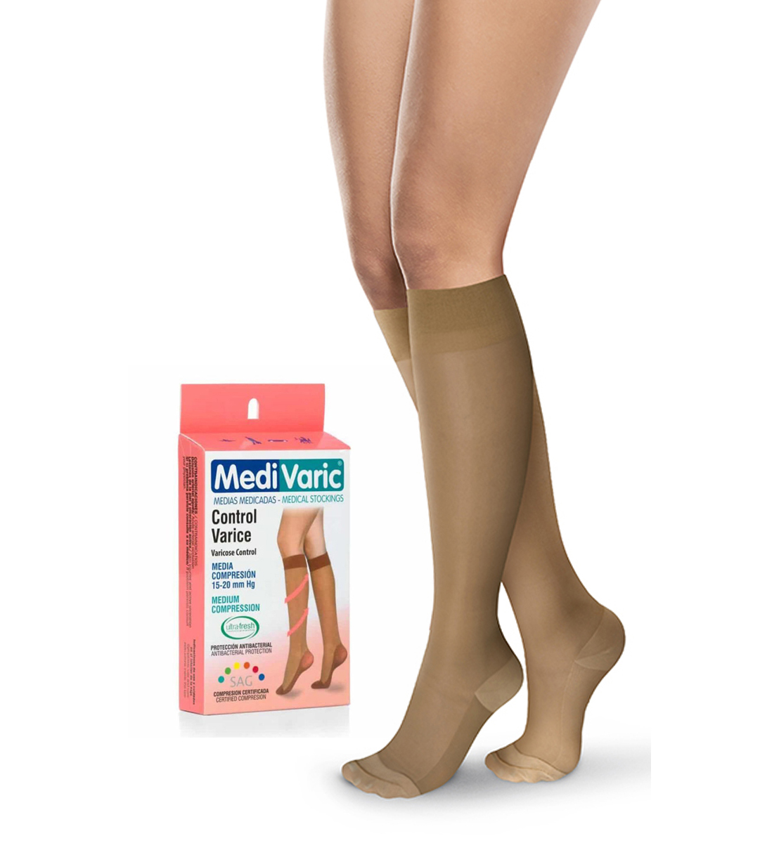 Media Rodilla Punta Cerrada Transparente 15-20mmHg
