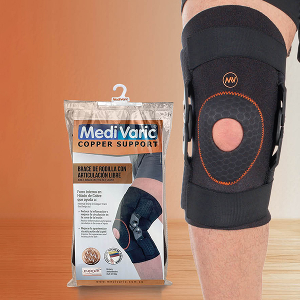 Brace de Rodilla con Articulación Libre e Hilado de Cobre