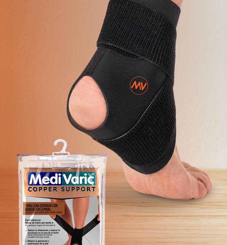 Tobillera Cerrada con Bandas en Espiral con Hilado de Cobre