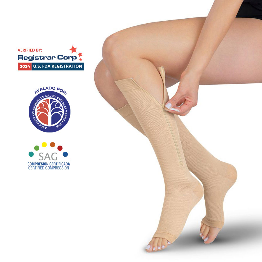 Media Rodilla UNISEX Dedos Libres Con Cierre 15-20mmHg - Image 2